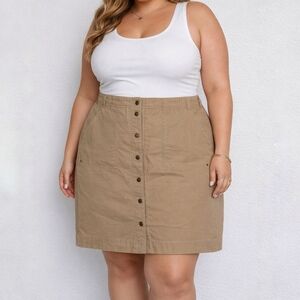 RALPH LAUREN Vintage Khaki Button-Front Skirt Sz 16W